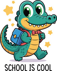 A cute cartoon crocodile School student illustration
