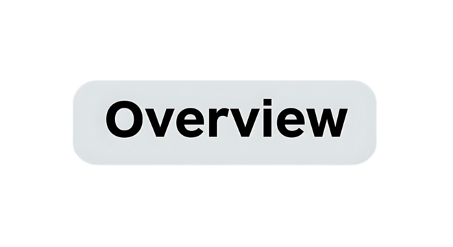 A Button Displaying the Word Overview on a Black Background