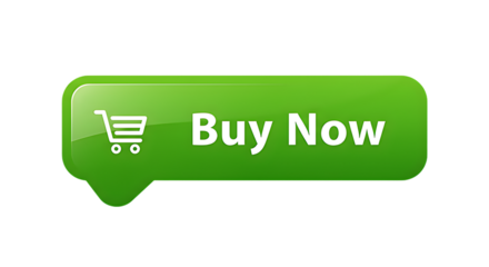 Green Buy Now Button with Shopping Cart Icon Transparent Background