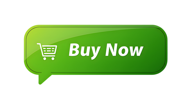 Green Buy Now Button with Shopping Cart Icon for E commerce