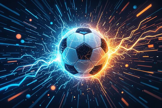 Electric Soccer Ball: Dynamic Energy Burst, Futuristic Design - Powered by Adobe