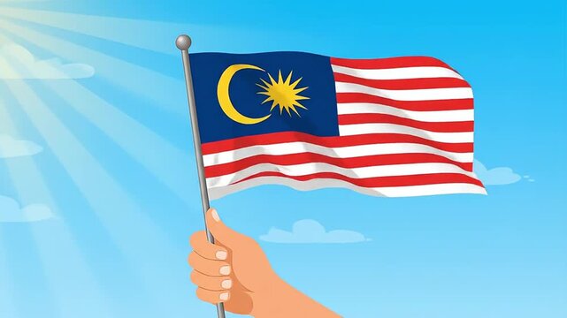 Animated vector of Malaysian flag waving in the wind