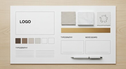 Professional branding presentation template showcasing a company's visual identity. A clean mood board for design system development.