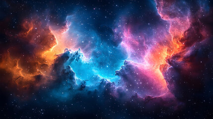 Fototapeta premium Cosmic tapestry of nebula clouds, vibrant colors, and scattered