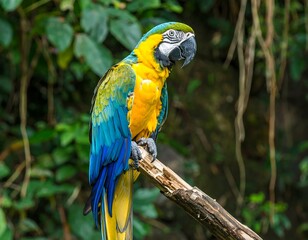 Colorful parrot on branch