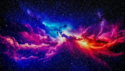 Colorful space galaxy cloud nebula, stary night cosmos. Abstract Supernova wit star background wallpaper.