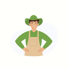 Smiling Farmer Character Flat Illustration