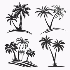 Palm Trees Silhouette Set