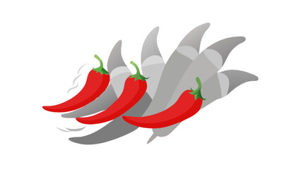 Naklejka premium Red chili peppers hot spicy food ingredient cooking recipe mexican cuisine flavor seasoning delicious vector art