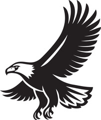 Eagle silhouette in flight bird flying, Black and white eagle soaring illustration