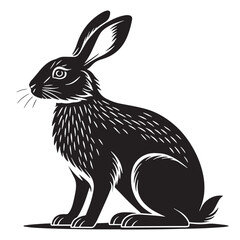 black rabbit Silhouette Vector, High Quality Illustration on White Background