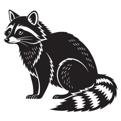 black raccoon Silhouette Vector, High Quality Illustration on White Background
