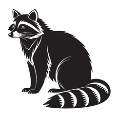 black raccoon Silhouette Vector, High Quality Illustration on White Background