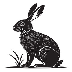 black rabbit Silhouette Vector, High Quality Illustration on White Background