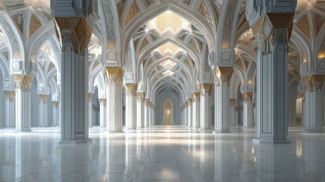 madina mosque empty conceptual indoor of oriental building fantastic background no logos no brands ar 169