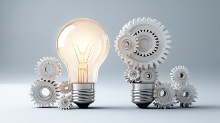 idea exchange concept ideas agreement investing in business innovation and financial commerce backing of creativity open lightbulb icon with gear mechanisms funding potential innovative growth  no lo
