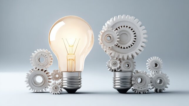 idea exchange concept ideas agreement investing in business innovation and financial commerce backing of creativity open lightbulb icon with gear mechanisms funding potential innovative growth  no lo