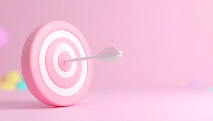 Pink target with arrow, pastel background