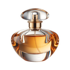 Elegant perfume bottle with gold accents presents a luxurious and sophisticated fragrance