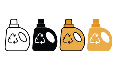 Laundry detergent bottle icon set