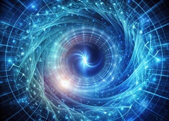 Obraz premium Vortex of mathematical equations swirls around a central axis in an abstract background