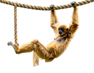 Stylized Gibbon Illustration Hanging with Grip, isolated on transparent background PNG