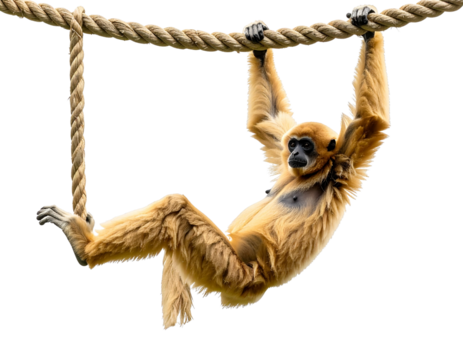 Stylized Gibbon Illustration Hanging with Grip, isolated on transparent background PNG