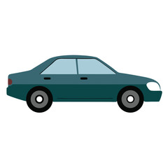 Fototapeta premium Simple sedan car side view graphic on white background