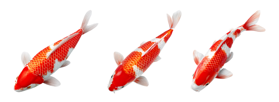Colorful koi fish isolated on transparent background. - Powered by Adobe