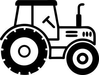 Illustration of a tractor with larger rear wheels on a white background