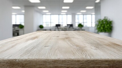 A rustic wooden table in a luminous office symbolizes Industrious National Day and Slow Living Philosophy, enhancing workspace serenity