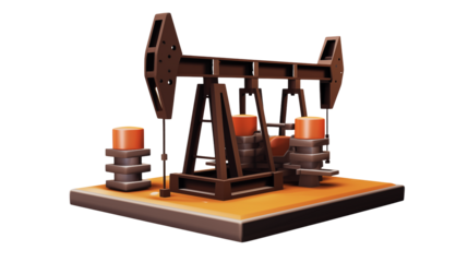 Pumpjack extracting crude oil representing petroleum and gas industry production with modern 3D rendering