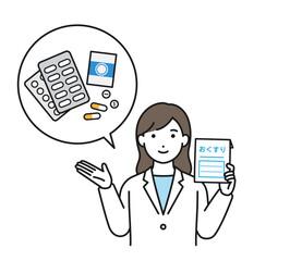 薬を説明する薬剤師