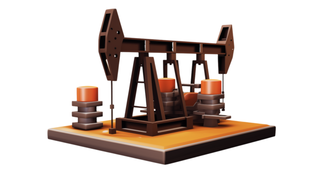 Pumpjack extracting crude oil representing petroleum and gas industry production with modern 3D rendering