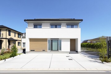 駐車場のある新築の戸建て住宅