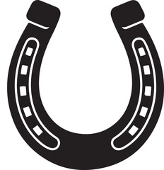 Black horseshoe with visible holes, symbol of good luck and positive charm
