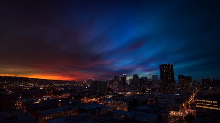 Obraz premium ビルから見た夕暮れの夜景