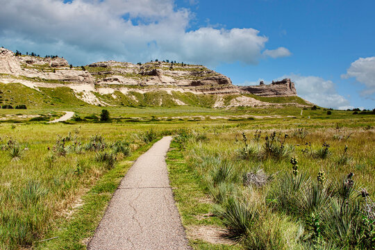 On the Trail to Saddle Rock in the Summer, Scotts Bluff National Monument in Nebraska.