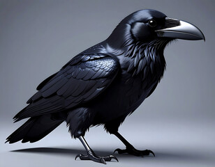 Fototapeta premium Whimsical black crow with lifelike textures and playful vibes exploring its creative world