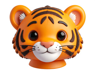 Naklejka premium Cute fluffy tiger head with realistic textures and playful vibes captures the imagination