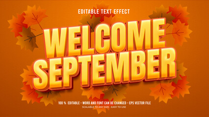welcome september editable text effect vector