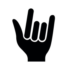Rock hand sign silhouette, music concert finger gesture