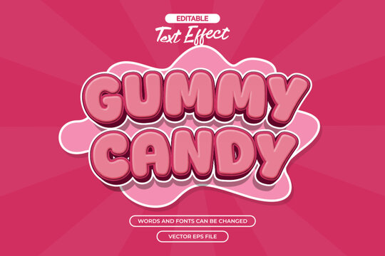 Gummy candy editable text effect with pink text