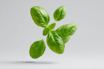 Floating basil leaves dance in whimsical serenity, evoking pesto dreams, culinary magic, and the verdant spirit of Green Thumb Day