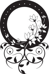Celestial Moon Surrounded by Floral Wreath and Sparkling Stars A Mystical and Enchanting Black and White Illustration