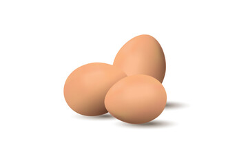 Vector illustration of three brown eggs, isolated.