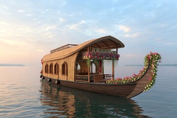 Experience the Serene Beauty of Kerala Backwaters aboard a Traditional Houseboat During Onam Celebrations