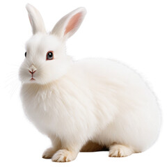 Fototapeta premium Adorable White Rabbit with Soft Fur in Studio Lighting on Transparent Background