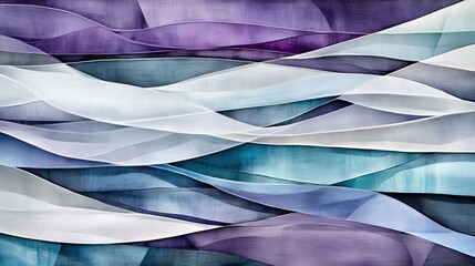 Abstract layered ribbons in cool tones