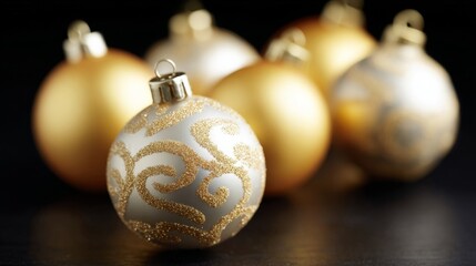 Opulent golden baubles shimmer, echoing Yule celebrations and Winter Solstice's enchanting embrace, promising celestial warmth and cheer